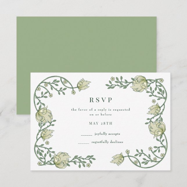 Cartão RSVP Casamento Floral do Jardim Vitoriano (Frente/Verso)