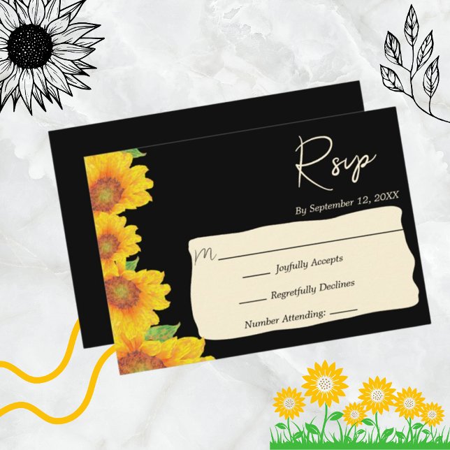 Cartão RSVP Casamento Floral do Lingueiro Negro (Criador carregado)