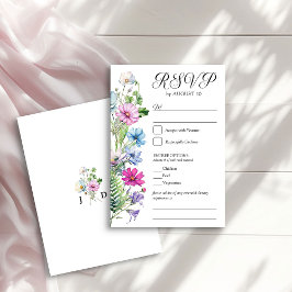 Cartão RSVP Casamento Floral e Opção de Entree do Jardim de Fl