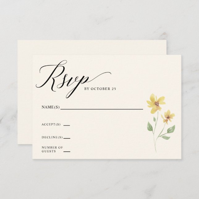 Cartão RSVP Casamento Floral Elegante Boho Summer Wildflower (Frente/Verso)