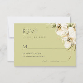 Cartão RSVP Casamento floral elegante branco