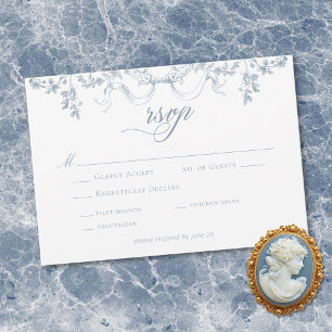 Cartão RSVP Casamento Floral Elegante Clássico com Balaústres 