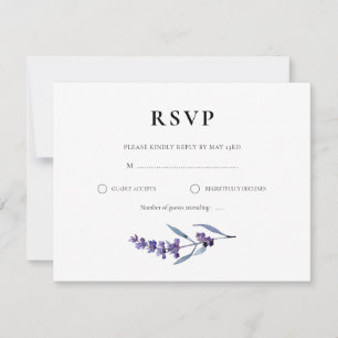Cartão RSVP Casamento floral elegante da lavanda