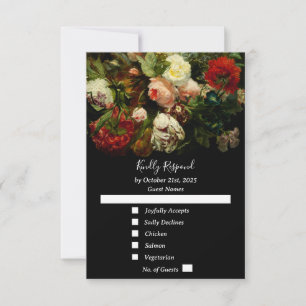 Cartão RSVP Casamento floral elegante e romântico escuro