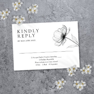 Cartão RSVP Casamento Floral Elegante Minimalista