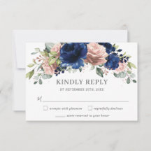 Casamento Floral Elegante Rosa Dourada Azul Marinh