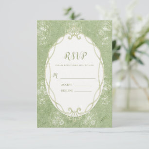 Cartão RSVP Casamento Floral Elegante Verde Sálvia Grandmilena