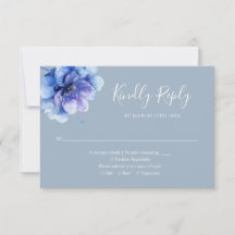 Casamento Floral em Aquarela Azul Empoeirado Elega
