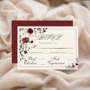 Cartão RSVP Casamento Floral Eucalyptus Burgundy
