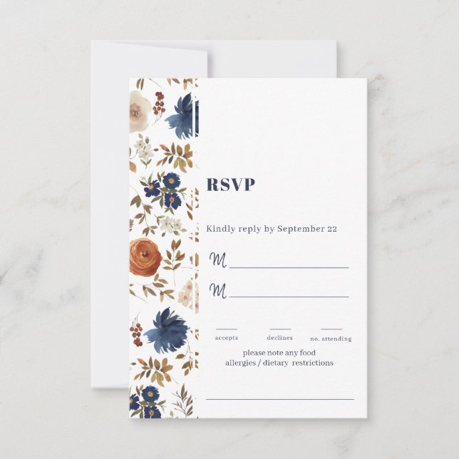 Cartão RSVP Casamento Floral Francês (Frente)