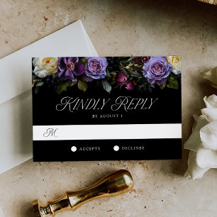 Cartão RSVP Casamento Floral Gótico Temperamental
