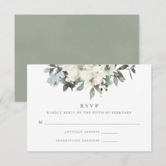 Cartão RSVP Casamento Floral Greenery de Ivory Sage