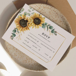 Cartão RSVP Casamento Floral Greenery Sunflower