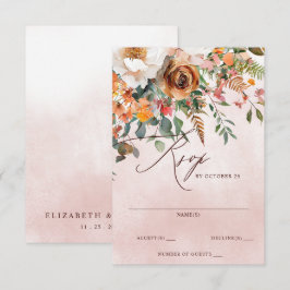 Cartão RSVP Casamento Floral Laranja Rústico de Outono