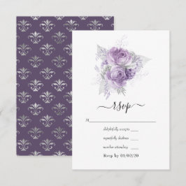 Cartão RSVP Casamento Floral Lavanda e Prata