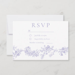 Cartão RSVP Casamento Floral Lilás Vintage