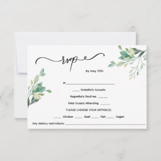 Cartão RSVP Casamento floral minimalista