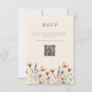 Cartão RSVP Casamento Floral Minimalista Boho Wildflower