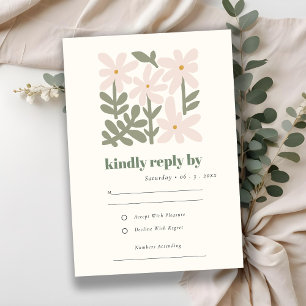 Cartão RSVP Casamento Floral Mínimo Retroativo de Blush Chic D