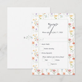 Cartão RSVP Casamento Floral Moderno com Flores Silvestres Boh