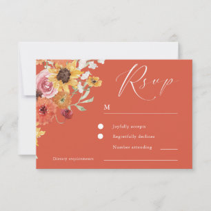 Cartão RSVP Casamento Floral Moderno de Verão Ousado