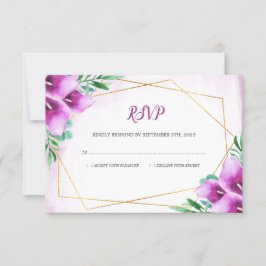 Cartão RSVP Casamento Floral Moderno - Púrpura Calla Lily