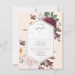 Cartão RSVP Casamento Floral Monograma