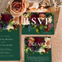 Casamento Floral Moody Burgundy Emerald Winter