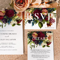 Casamento Floral Moody Burgundy Winter