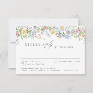 Cartão RSVP Casamento Floral Ornado com Pastéis Suaves de Jard