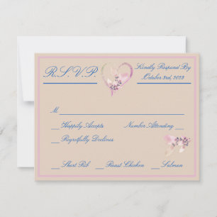 Cartão RSVP Casamento Floral Outono Rubor & Azul