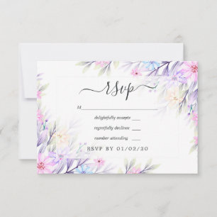 Cartão RSVP Casamento Floral Pastel Watercolor