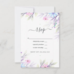 Cartão RSVP Casamento Floral Pastel Watercolor