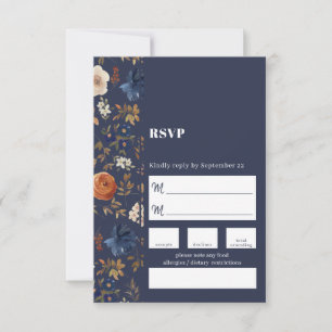 Cartão RSVP Casamento Floral Pintado por Boho do País Francês