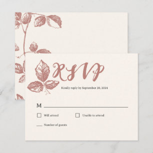 Cartão RSVP Casamento Floral Quente-Quente-Quente Russo