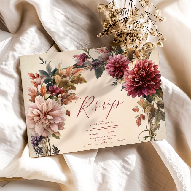 Cartão RSVP Casamento Floral Real Vitoriano Único (Criador carregado)