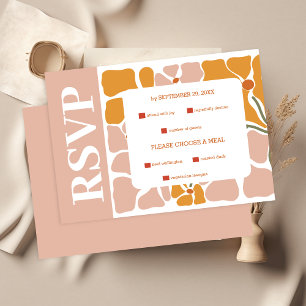 Cartão RSVP Casamento Floral Retro Boho Chic