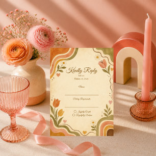 Cartão RSVP Casamento Floral Retro Caprichoso