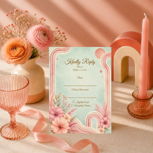 Cartão RSVP Casamento Floral Retro Caprichoso