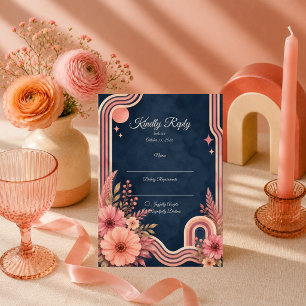 Cartão RSVP Casamento Floral Retro Mal-humorado
