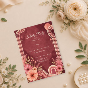 Cartão RSVP Casamento Floral Retro Mal-humorado