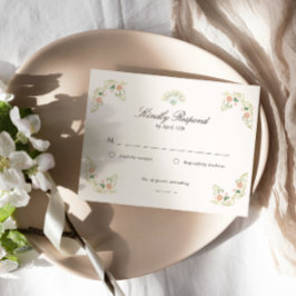Cartão RSVP Casamento Floral Rococó em Aquarela Elegante