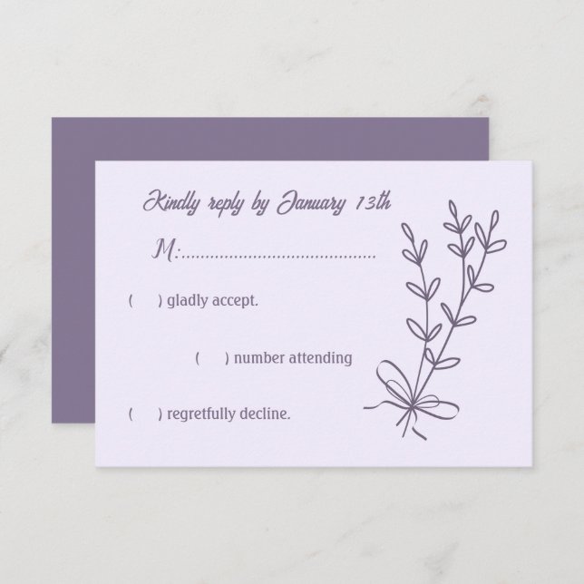 Cartão RSVP Casamento floral romântico elegante (Frente/Verso)