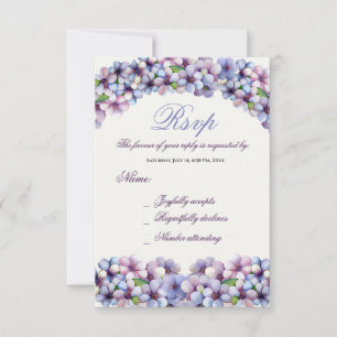 Cartão RSVP Casamento Floral Romântico Poético Lilac Watercolo