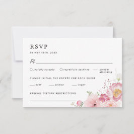 Cartão RSVP Casamento Floral Rosa