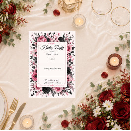 Cartão RSVP Casamento Floral Rosa Romântico