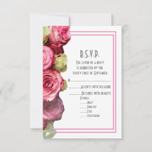 Cartão RSVP Casamento floral rosa rosa rosa rosa rosa