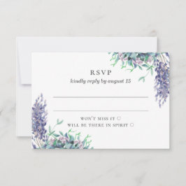 Cartão RSVP Casamento floral roxo aquarela. Flores lavanda