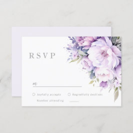 Cartão RSVP Casamento Floral Roxo-Lavanda Encantado