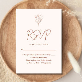 Cartão RSVP Casamento Floral Rustic Burnt Orange Elegant Boho
